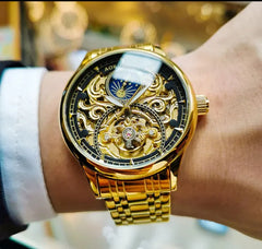 Watch Men Skeleton Watches Luxury Gold Automatic Mechanical