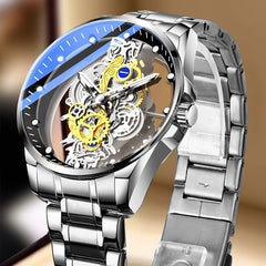 Hot Sale Fashion Transparent Watch Men Luminous Dial Stainless Steel Band Quartz