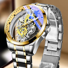 Hot Sale Fashion Transparent Watch Men Luminous Dial Stainless Steel Band Quartz